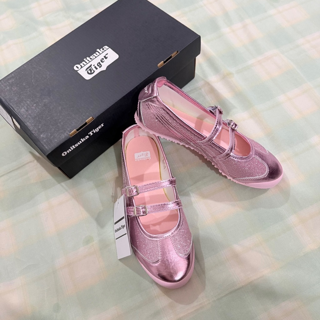 Onitsuka Tiger By Asics Metallic Pink Double-Strap Mary Jane Flats